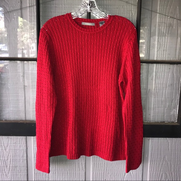 Liz Claiborne cable knit pullover red sweater - Picture 1 of 9